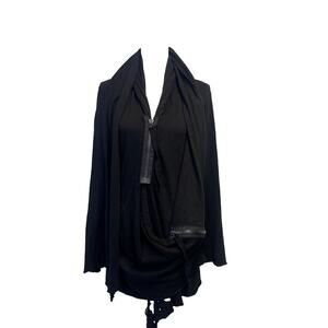 Studio B3 Coat Jacket size 36 Black Jersey Stretch Artsy Boutique Scarf Zippers